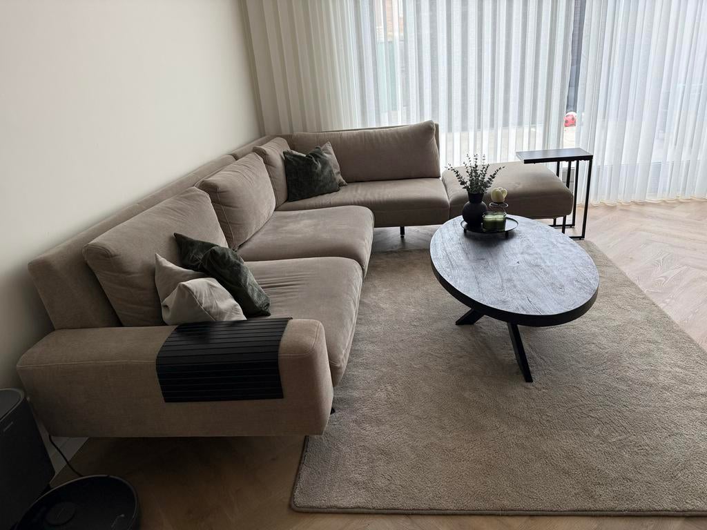 Mooie passe partout hoekbank beige/zand, Hoekbank, 300 cm of meer, 75 tot 100 cm, Ophalen of Verzenden