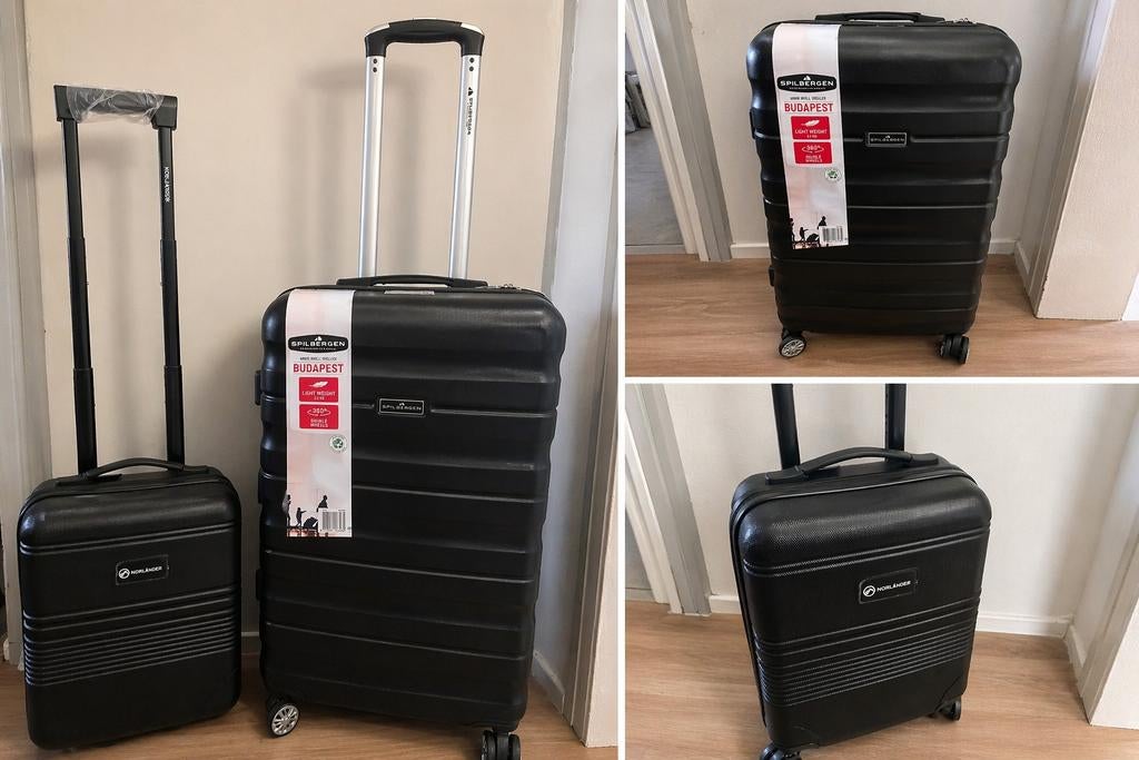 2 NIEUWE koffers set – handbagage + ruimbagage, Ophalen, Nieuw, Hard kunststof, Wieltjes