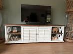 Dressoir/TV meubel Riviera Maison stijl met Louvre deuren, Ophalen, Zo goed als nieuw, 200 cm of meer, Minder dan 100 cm