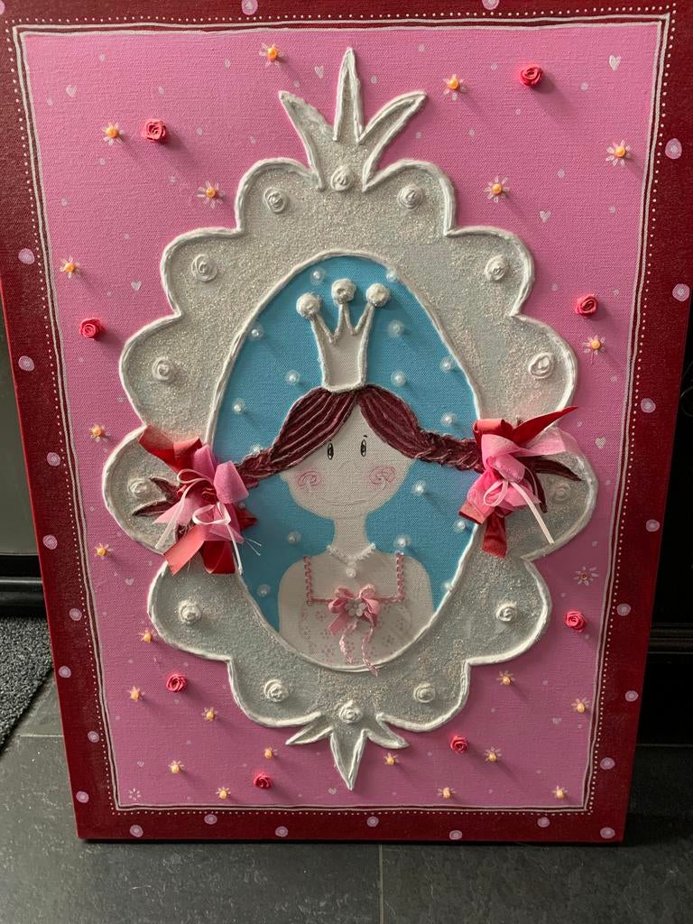 Handgeschilderd prinsessen canvas voor kinderkamer, Ophalen