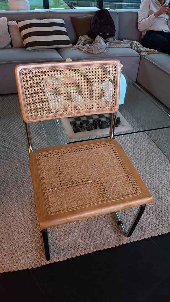 Rotan buisframe stoel replica Marcel Breuer, Huis en Inrichting, Stoelen, Gebruikt, Eén, Metaal, Riet of Rotan, Overige kleuren