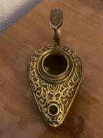 Antieke Olie Lamp - Messing met Menora Decoratie, Antiek en Kunst, Ophalen of Verzenden