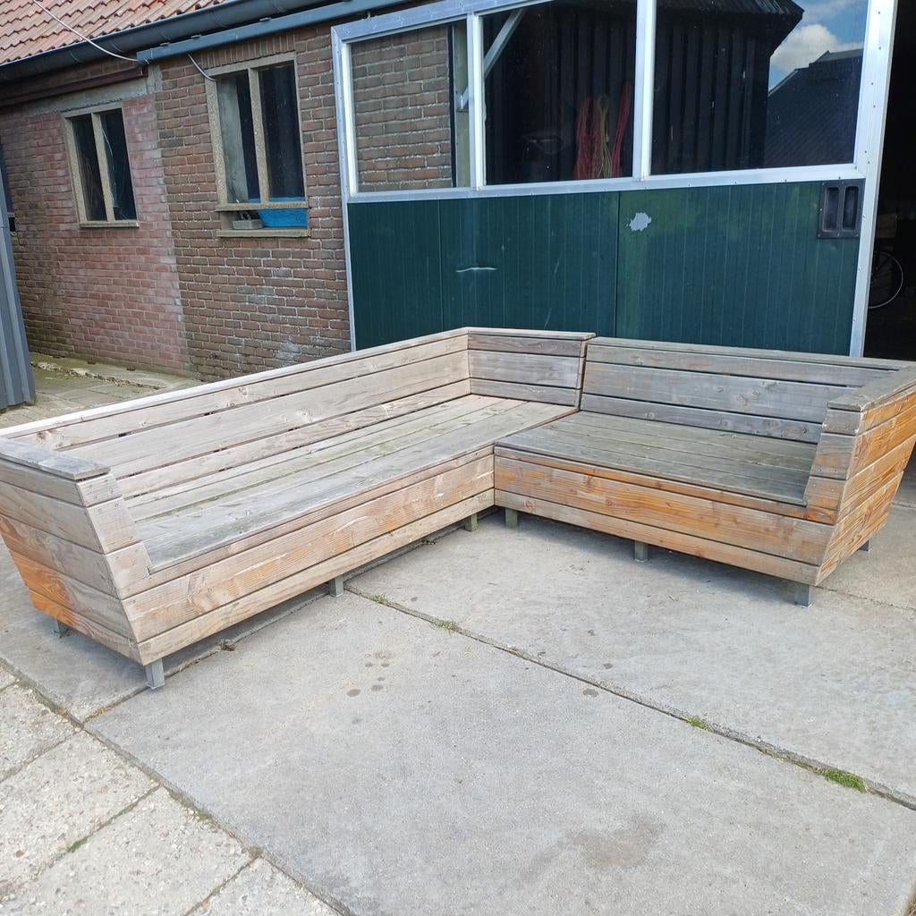 Loungebank tuinset, Ophalen, Gebruikt, Hout