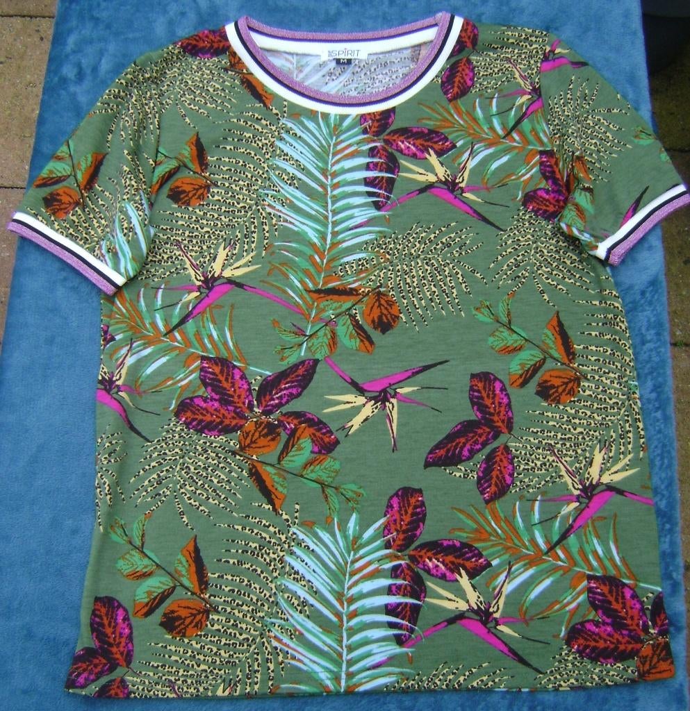 Bladerenprint shirt maat M, Ophalen of Verzenden, Zo goed als nieuw, Maat 38/40 (M), Korte mouw