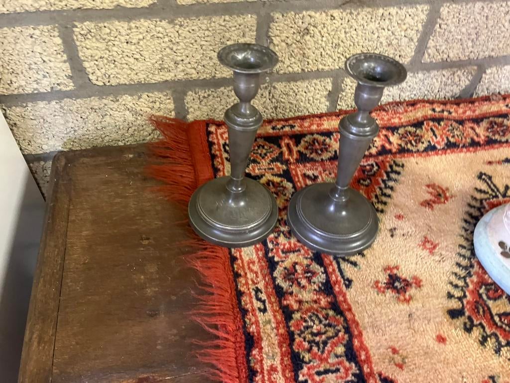Tinnen kandelaars, Ophalen of Verzenden, Overige materialen