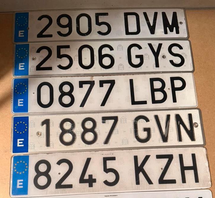 5x kentekenplaat Spanje, Ophalen of Verzenden, Zo goed als nieuw, Auto's