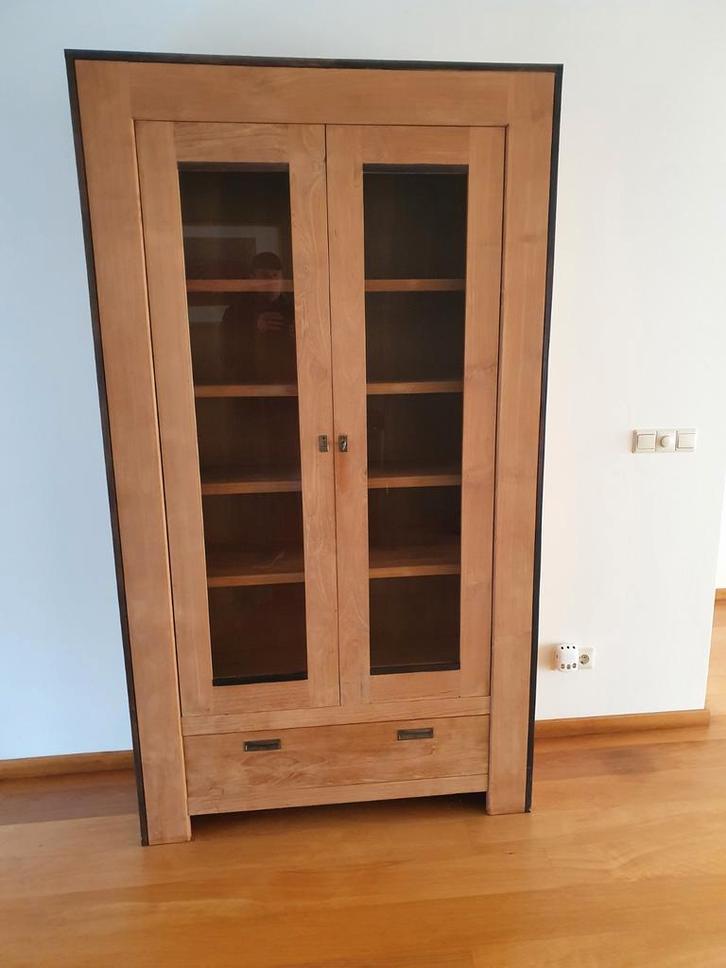 Vitrinekast, Huis en Inrichting, Kasten | Vitrinekasten, Zo goed als nieuw, 200 cm of meer, 100 tot 150 cm, 25 tot 50 cm, Teakhout