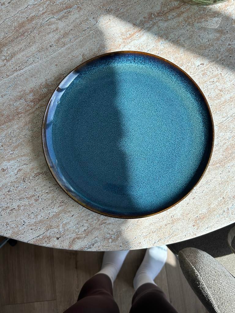 Blauwe keramische eetborden (8 stuks, 25cm), Ophalen, Keramiek, Zo goed als nieuw, Bord(en)
