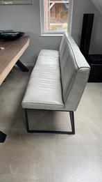 Bankje (leer/muisgrijs) voor bij de eettafel., Ophalen of Verzenden, Gebruikt, Leer, Eén