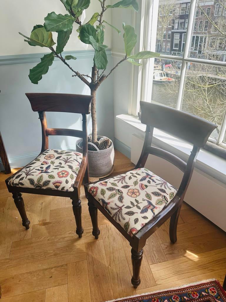 Twee antieke stoelen: Marbella Fabric, Ophalen of Verzenden