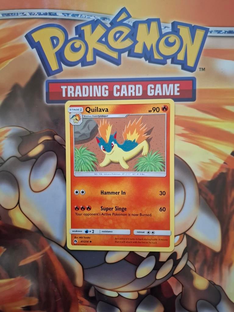 Quilava 41/214 Sun&moon Lost Thunder pokemon kaart nm, Ophalen of Verzenden, Zo goed als nieuw, Losse kaart