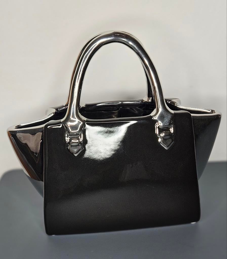 Vaas "Handtas" zwart H.25cm, Overige materialen, Gilde Handwerk, Dingdener straat 199 Gilde-platz, Export@Gildehandwerk.com