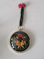 vintage ronde bolglaslijst met droogbloemen 15 cm doorsnede, Ophalen of Verzenden