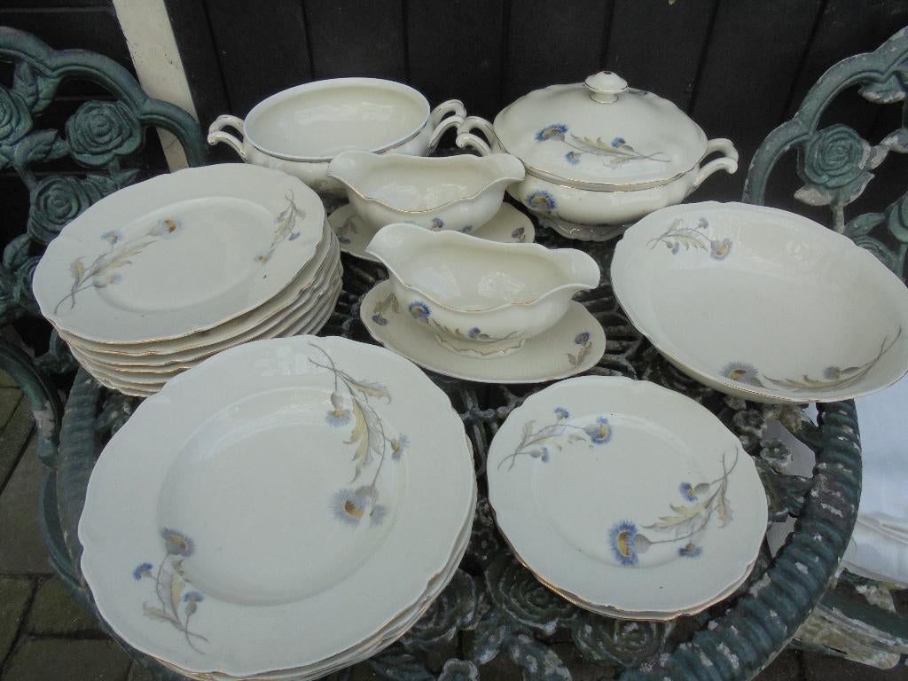 Delen Dinerservies Hutschenreuther Bavaria met paarse distel, Ophalen of Verzenden