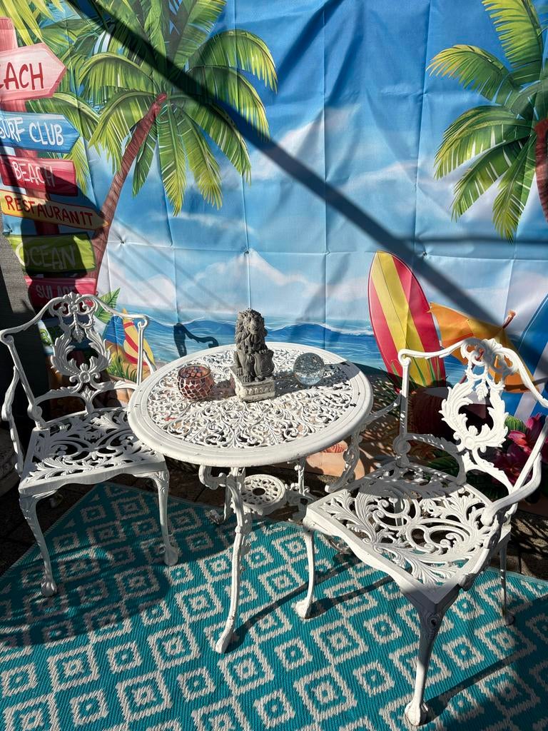 Gietijzeren tuinset brocante shabby chic, Tuin en Terras, Tuinsets en Loungesets, Overige materialen, Eettafel, Zo goed als nieuw