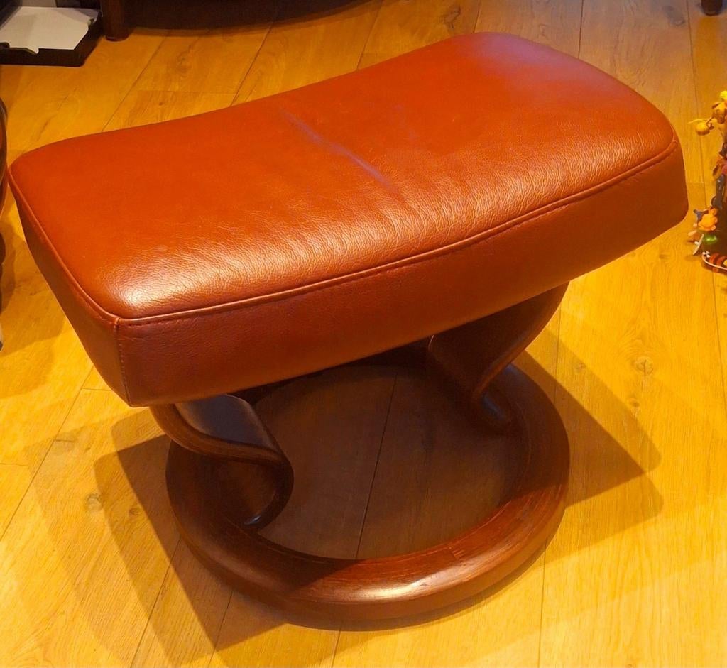LEREN  Hocker/voetenbank  Stressless (Ekornes), Ophalen of Verzenden, Rechthoekig