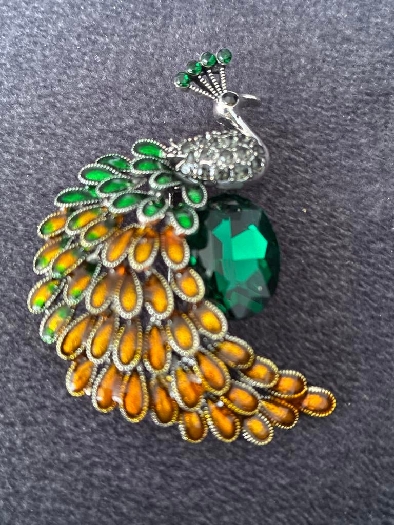 Prachtige Pauw Broche met Kristallen en Strass, Met kristal, Overige materialen, 4 tot 7 cm, Ophalen of Verzenden