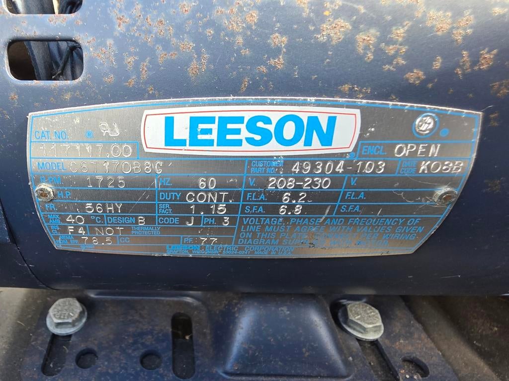 Leeson Elektromotor 1.5 HP, 1725 RPM, 3-fase (208-230V), Doe-het-zelf en Verbouw, Motoren, Ophalen of Verzenden