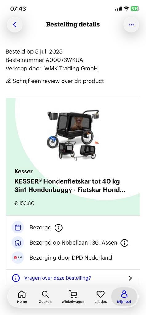 Zo goed als nieuw honden  kar fiets sn wandel, Ophalen of Verzenden, Zo goed als nieuw