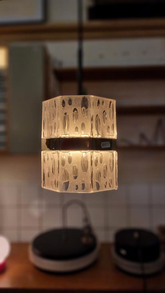 Vintage hanglamp jaren 60 70 kunststof en chroom, Huis en Inrichting, Lampen | Hanglampen, Gebruikt, Minder dan 50 cm, Kunststof