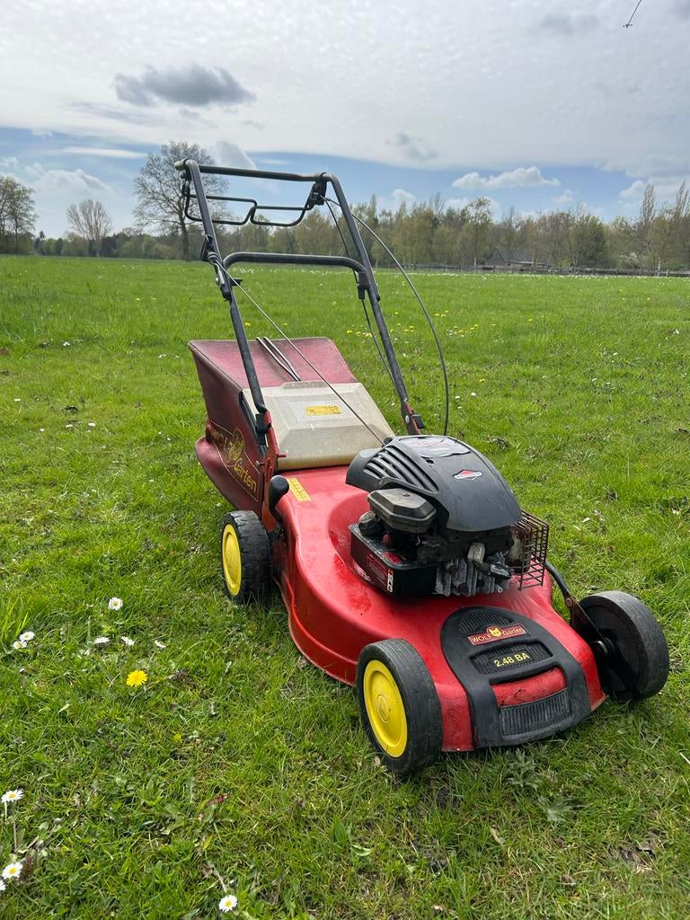 Wolf-garten duwmaaier, Tuin en Terras, Grasmaaiers, Gebruikt, Benzine-grasmaaier, 40 t/m 49 cm, Cirkelmaaier, Opvangzak, Ophalen