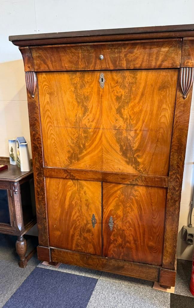 Antieke mahoniehouten secretaire/ klepsecretaire 18e eeuw, Ophalen