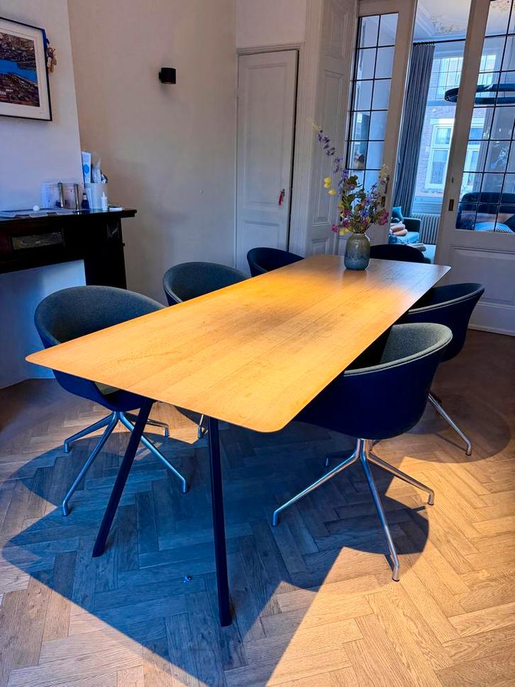 Houten eettafel Studio Henk met stalen poten - 240x90cm, Huis en Inrichting, Tafels | Eettafels, Gebruikt, 50 tot 100 cm, 200 cm of meer