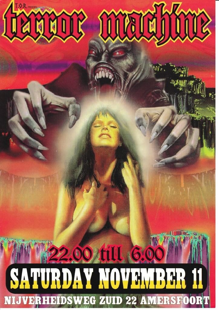 House party Flyer - Terror Machine, Amersfoort 11/11 1995, Ophalen, Rechthoekig Staand, A4 of kleiner, Zo goed als nieuw