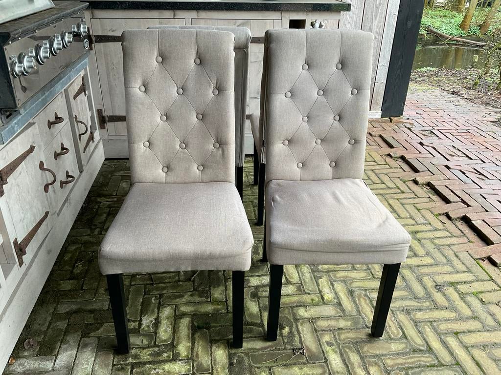 Gratis! 4 eetkamerstoelen, Huis en Inrichting, Stoelen, Ophalen, Gebruikt, Bruin, Landelijk