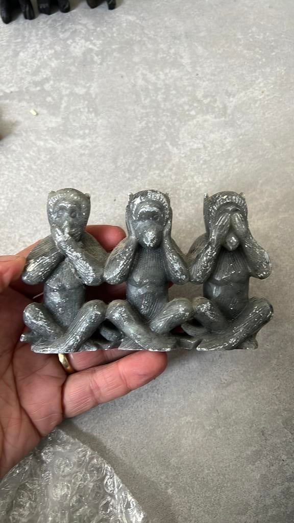 (3) laatste kans! apen Horen Zien Zwijgen (speksteen?), Verzamelen, Beelden en Beeldjes, Ophalen of Verzenden, Dier