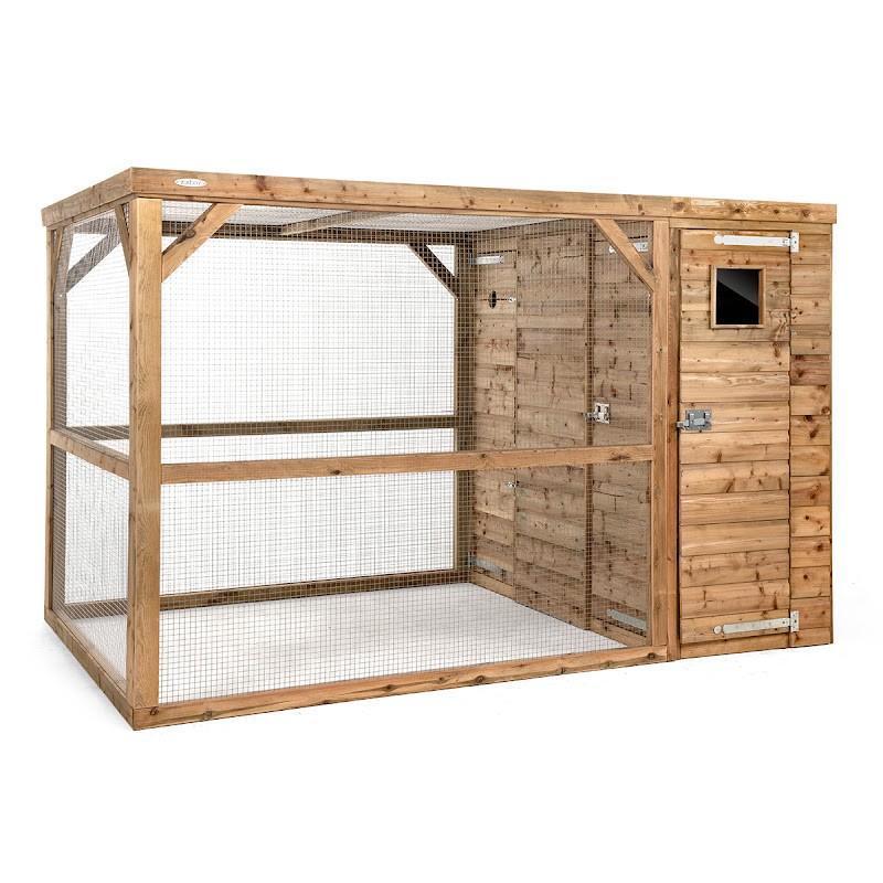 Vogel voliere Timo met nachthok en sluis, Dieren en Toebehoren, Vogels | Hokken en Kooien, Ophalen of Verzenden, Nieuw, Hout, Volière