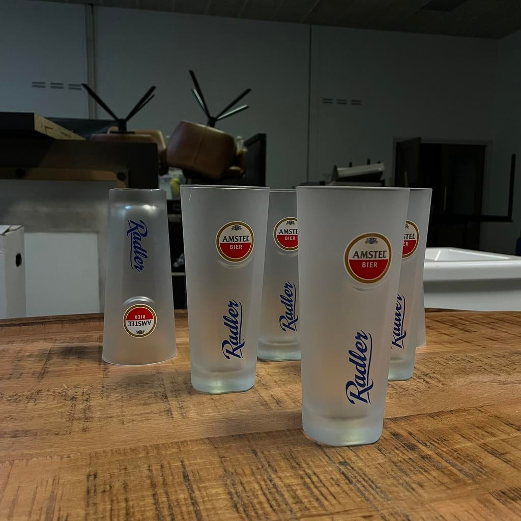 5 Amstel Radler bierglazen – set, Verzamelen, Glas en Borrelglaasjes, Zo goed als nieuw, Bierglas, Ophalen of Verzenden