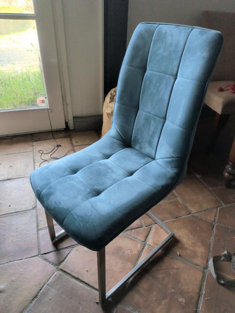 6x Turquoise Stoelen in Nette Staat, Huis en Inrichting, Stoelen, Gebruikt, Overige kleuren, Ophalen of Verzenden, Stof