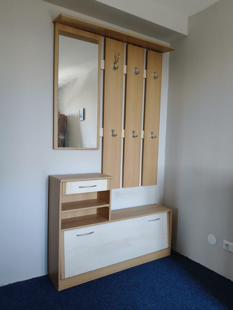 Halmeubel set: kapstok, spiegel en schoenenkast, Gebruikt, 150 tot 200 cm, Hout, Ophalen