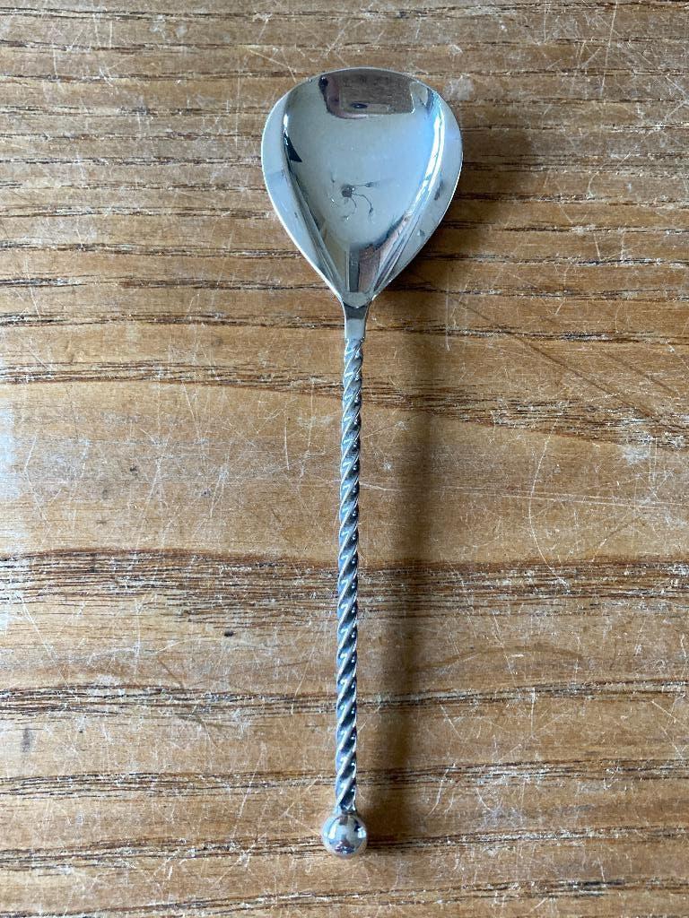 Verzilverde suikerlepel AH getorste steel stijlappel, Ophalen of Verzenden