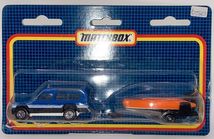 Matchbox TP-110 Matra Simca Rancho blauw + aanhanger, Hobby en Vrije tijd, Modelauto's | Overige schalen, Zo goed als nieuw, Auto