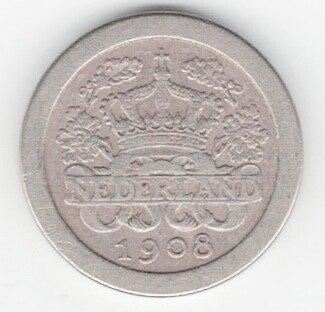 26-616 Nederland 5 cent 1908, Postzegels en Munten, Munten | Nederland, Ophalen of Verzenden, Koningin Wilhelmina, 5 cent, Losse munt