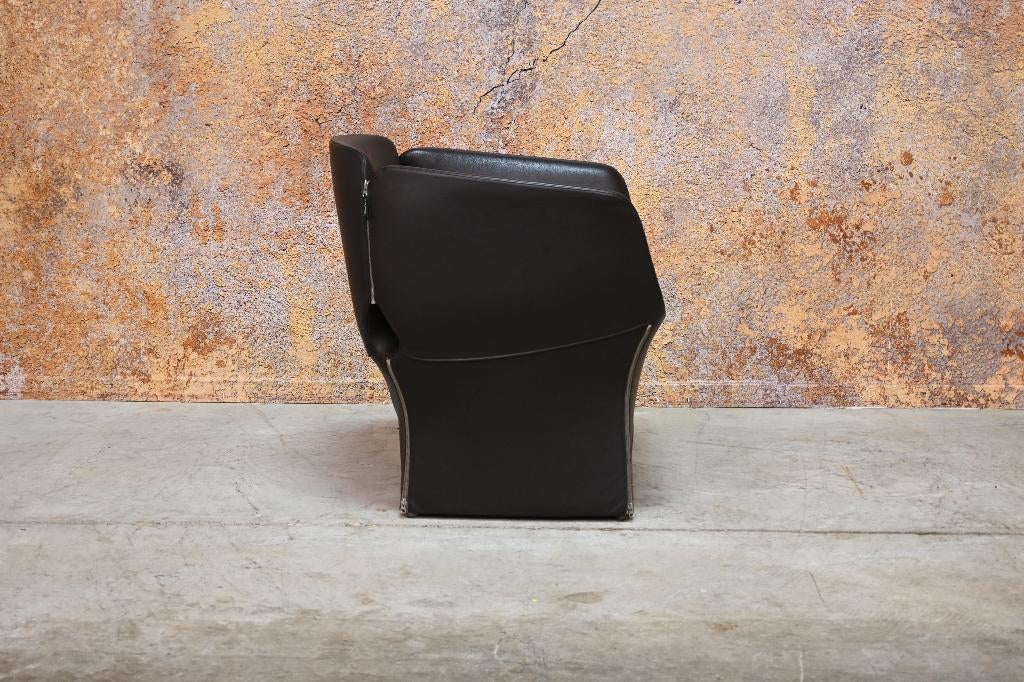 ZGANieuw! bruine leren Moroso Bloomy design fauteuil, Huis en Inrichting, Moroso, Minder dan 75 cm, Leer, Ophalen of Verzenden