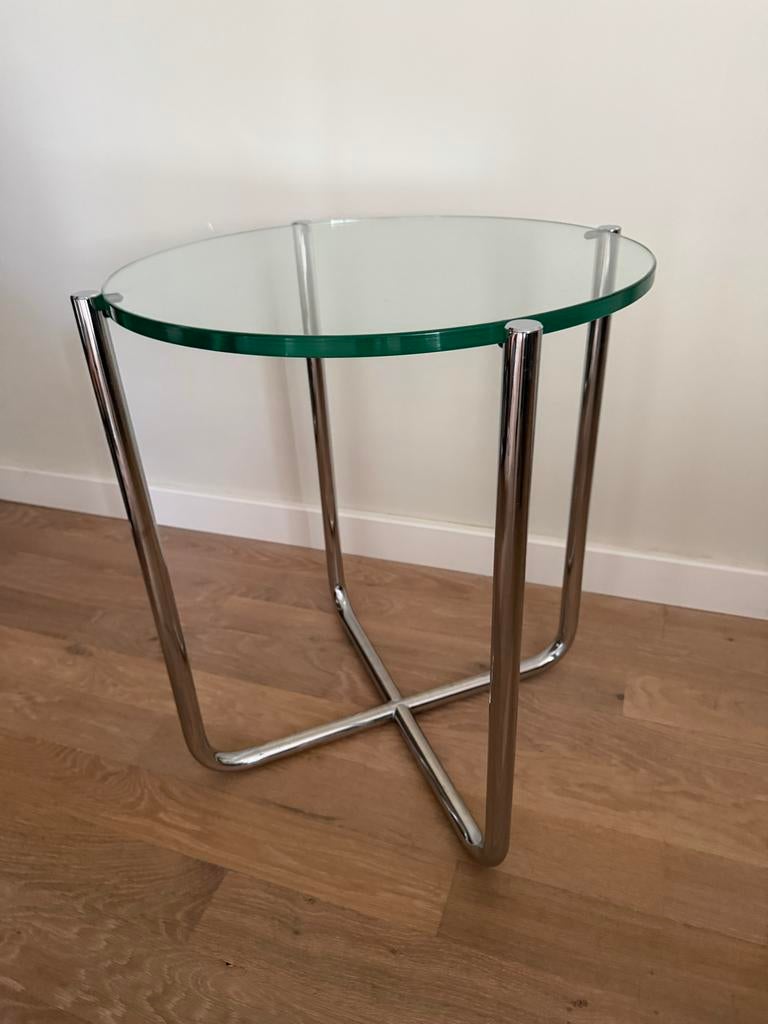 Bijzettafel Dutch Originals 413 chroom glas, Gebruikt, Rond, Glas, 60 cm of meer