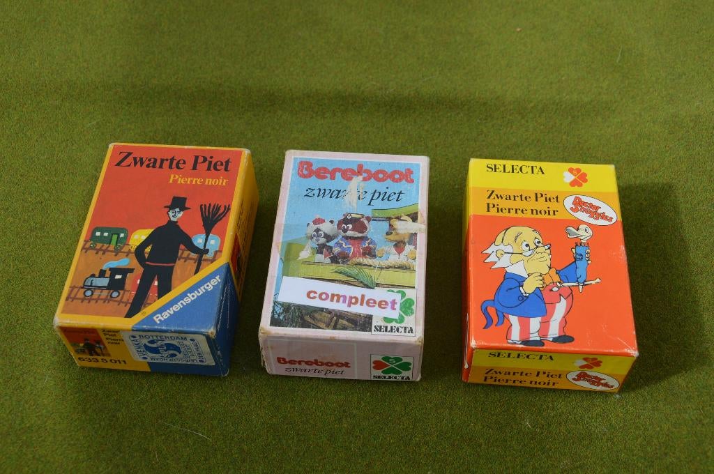 3 vintage Zwarte Piet / Pierre Noir kaartspellen: Bereboot, Verzamelen, Ophalen of Verzenden, Gebruikt, Kwartet(ten)