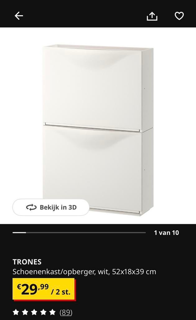 4x Schoenenkast wit, Ophalen, Zo goed als nieuw