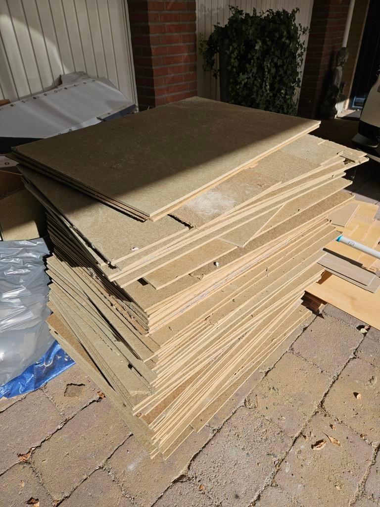 Ondervloer platen - ca. 65m2, Doe-het-zelf en Verbouw, Platen en Panelen, Gebruikt, Hout, Minder dan 20 mm, Ophalen