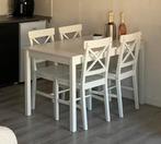 Witte eettafel met 4 stoelen, Huis en Inrichting, Ophalen, Gebruikt, 100 tot 150 cm, 50 tot 100 cm