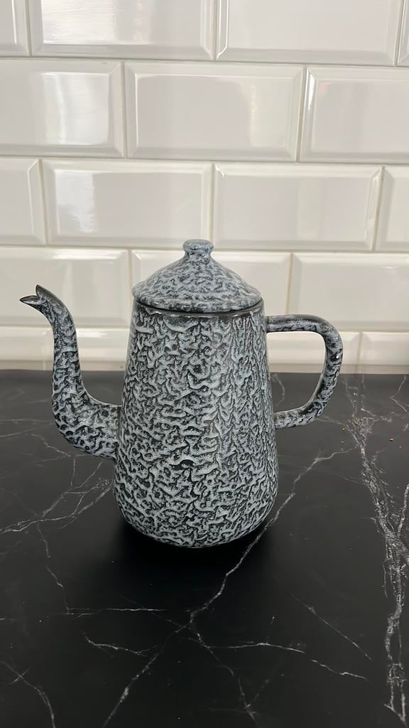 Gewolkte grijze koffiekan emaille, Ophalen of Verzenden