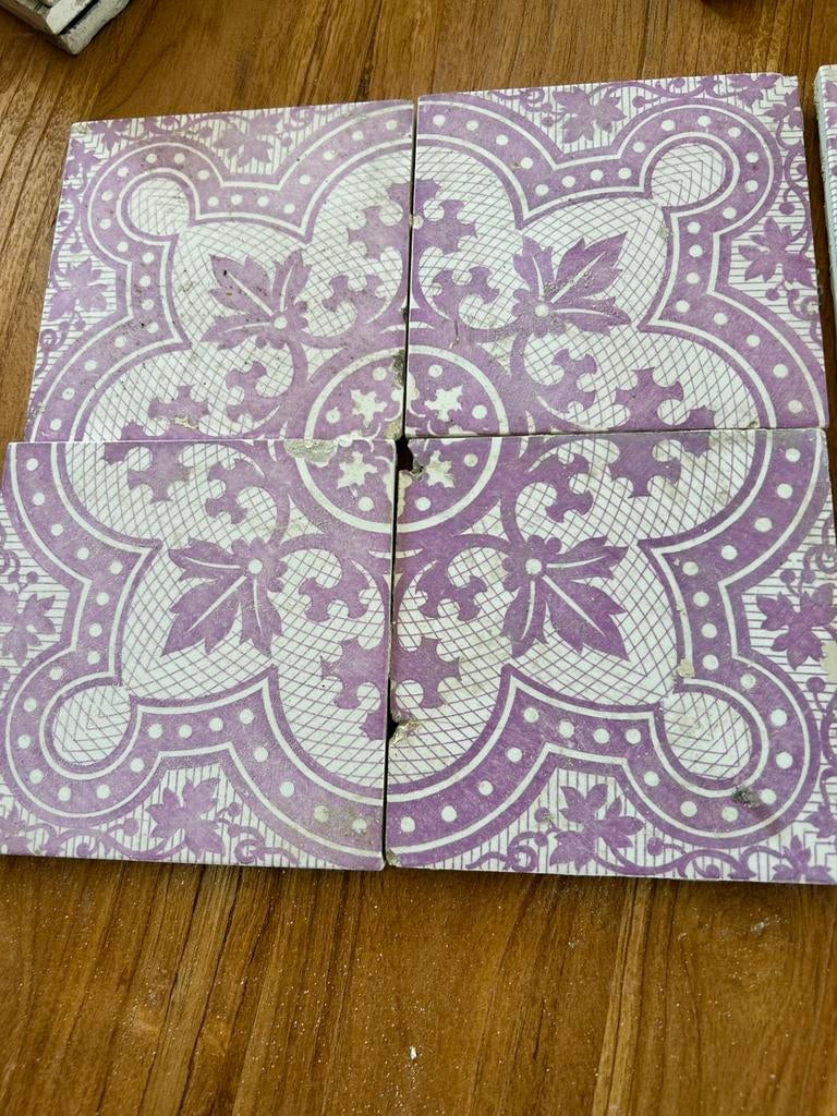 **Antieke tegels 8 stuks**, Doe-het-zelf en Verbouw, Tegels, Gebruikt, Keramiek, Minder dan 5 m², Vloertegels