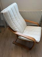 Ikea Poäng stoel met witte kussens, Huis en Inrichting, Ophalen, Gebruikt, Wit, Eén
