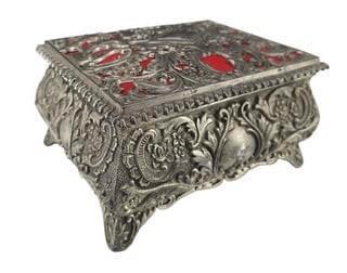 Antiek Juwelen doosje met rood fluwelen interieur 6x10x8, Antiek en Kunst, Antiek | Woonaccessoires, Ophalen of Verzenden