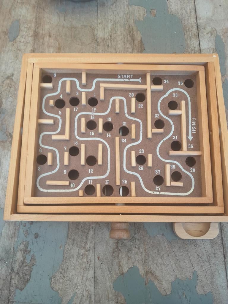 Houten Labyrint Spel - Klassiek Balansspel, Ophalen of Verzenden, Gebruikt