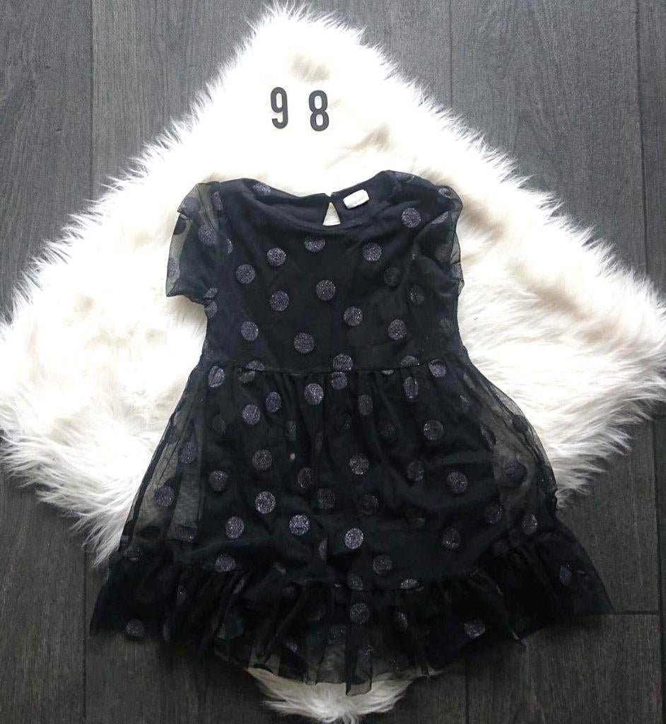 Zwarte tule jurk met stippen Hema maat 98, Kinderen en Baby's, Kinderkleding | Maat 98, Gebruikt, Meisje, Ophalen of Verzenden
