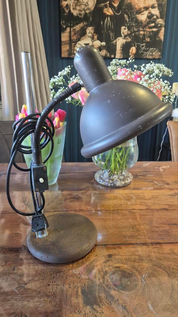 Vintage Industriële Gooseneck Bureaulamp - 41 cm, Ophalen of Verzenden